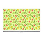 Vector Fruits pattern, pastel colors, yellow background Business Card Holder