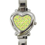 Vector Fruits pattern, pastel colors, yellow background Heart Italian Charm Watch