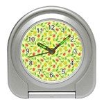 Vector Fruits pattern, pastel colors, yellow background Travel Alarm Clock