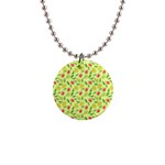Vector Fruits pattern, pastel colors, yellow background 1  Button Necklace