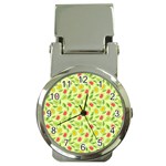 Vector Fruits pattern, pastel colors, yellow background Money Clip Watches