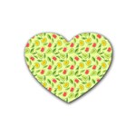 Vector Fruits pattern, pastel colors, yellow background Heart Coaster (4 pack) 