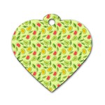 Vector Fruits pattern, pastel colors, yellow background Dog Tag Heart (One Side)