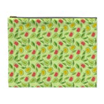 Vector Fruits pattern, pastel colors, yellow background Cosmetic Bag (XL)