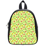 Vector Fruits pattern, pastel colors, yellow background School Bag (Small)