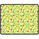 Vector Fruits pattern, pastel colors, yellow background Fleece Blanket (Medium) 