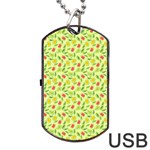 Vector Fruits pattern, pastel colors, yellow background Dog Tag USB Flash (One Side)
