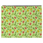 Vector Fruits pattern, pastel colors, yellow background Cosmetic Bag (XXXL)