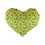 Vector Fruits pattern, pastel colors, yellow background Standard 16  Premium Heart Shape Cushions