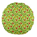 Vector Fruits pattern, pastel colors, yellow background Large 18  Premium Flano Round Cushions