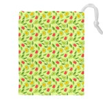 Vector Fruits pattern, pastel colors, yellow background Drawstring Pouch (4XL)