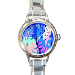 Aquatic Surface Patterns Round Italian Charm Watch by Designops73