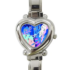 Aquatic Surface Patterns Heart Italian Charm Watch by Designops73