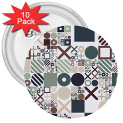 Mosaic Print 3  Buttons (10 Pack)  by designsbymallika