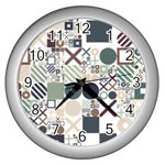 Mosaic Print Wall Clock (Silver)