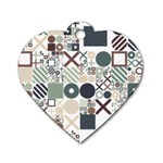 Mosaic Print Dog Tag Heart (Two Sides)