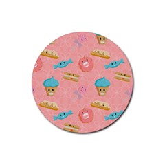 Toothy Sweets Rubber Coaster (round)  by SychEva