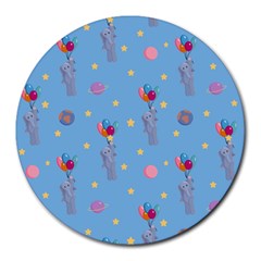 Baby Elephant Flying On Balloons Round Mousepads by SychEva