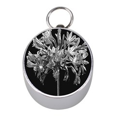 Black And White Lilies Botany Motif Print Mini Silver Compasses by dflcprintsclothing
