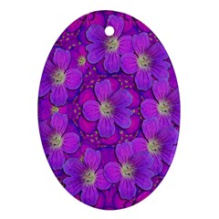 Fantasy Flowers In Paradise Calm Style Oval Ornament (two Sides) by pepitasart