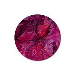 Red Feathers Rubber Round Coaster (4 Pack)  by kaleidomarblingart