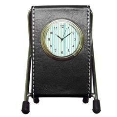 Green Stripes Pen Holder Desk Clock by designsbymallika