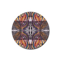 Mixed Media Symmetry Rubber Round Coaster (4 Pack)  by kaleidomarblingart