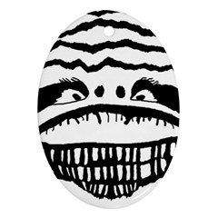 Creepy Monster Black And White Close Up Drawing Ornament (oval)