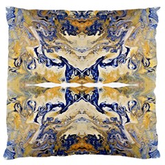 Gold On Blue Symmetry Standard Flano Cushion Case (two Sides) by kaleidomarblingart