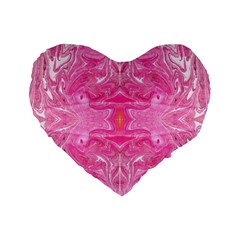 Pink Marbling Standard 16  Premium Heart Shape Cushions by kaleidomarblingart