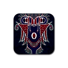 Fantasy Sketchy Drawing Mask Artwork Rubber Coaster (square)  by dflcprintsclothing