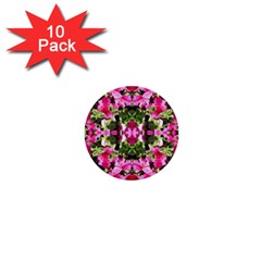 Magenta Repeats 1  Mini Buttons (10 Pack)  by kaleidomarblingart