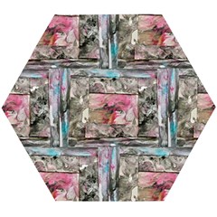 Collage Repeats I Wooden Puzzle Hexagon by kaleidomarblingart