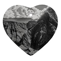 Machu Picchu Black And White Landscape Heart Ornament (two Sides) by dflcprintsclothing