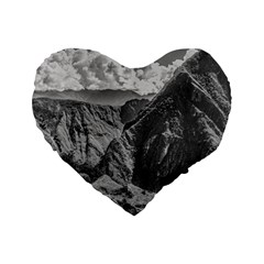 Machu Picchu Black And White Landscape Standard 16  Premium Flano Heart Shape Cushions by dflcprintsclothing