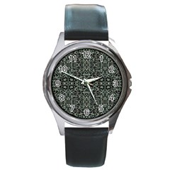 Initricate Ornate Abstract Print Round Metal Watch by dflcprintsclothing