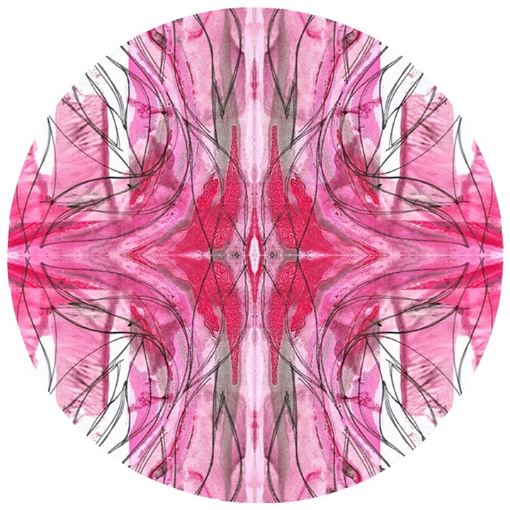 Magenta marbling symmetry Wooden Puzzle Round