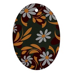 Folk Flowers Pattern Floral Surface Design Oval Ornament (two Sides) by Eskimos