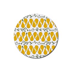 Juicy Yellow Pear Rubber Coaster (round)  by SychEva