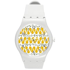 Juicy Yellow Pear Round Plastic Sport Watch (m) by SychEva