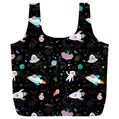 Funny Astronauts, Rockets And Rainbow Space Full Print Recycle Bag (xxl) by SychEva