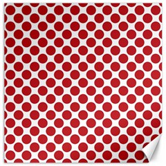 White W Red Dots Canvas 16  X 16  by SomethingForEveryone