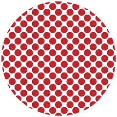 White W Red Dots Wooden Puzzle Round by SomethingForEveryone