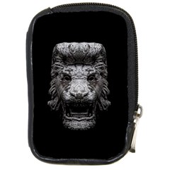 Creepy Lion Head Sculpture Artwork 2 Compact Camera Leather Case by dflcprintsclothing