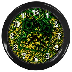 Root Humanity Bar And Qr Code Green And Yellow Doom Wall Clock (black) by WetdryvacsLair