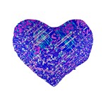 Root Humanity Bar And Qr Code Combo in Purple and Blue Standard 16  Premium Flano Heart Shape Cushions