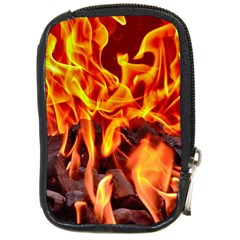 Fire-burn-charcoal-flame-heat-hot Compact Camera Leather Case by Sapixe