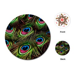 Peacock-feathers-plumage-pattern Playing Cards Single Design (round)