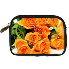 Roses-flowers-orange-roses Digital Camera Leather Case by Sapixe