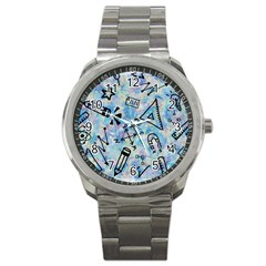 Science-education-doodle-background Sport Metal Watch by Sapixe